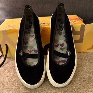 Roxy Black Canvas Slip-Ons with Heart Insole